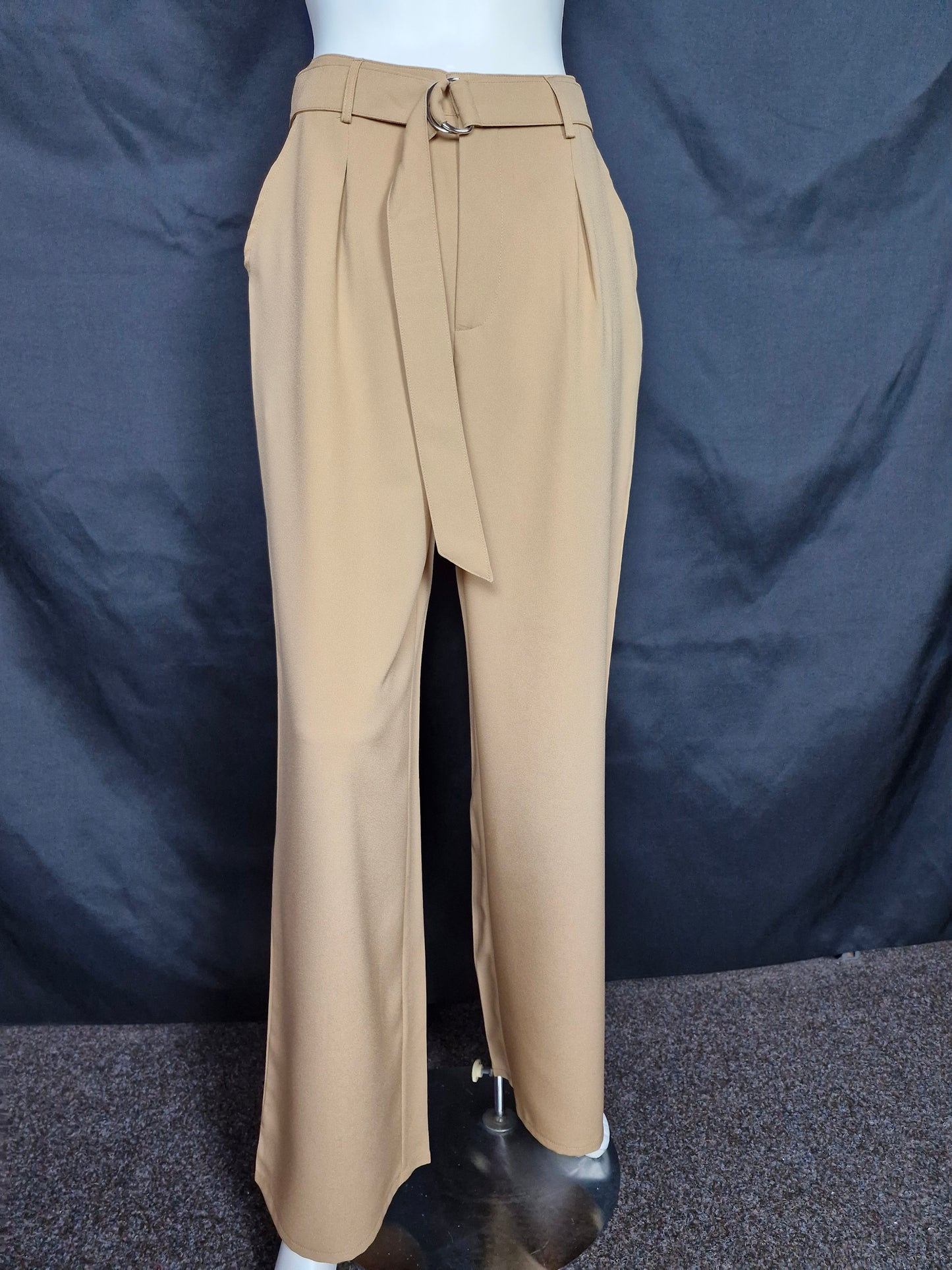 Petite Wide Leg Belted Trousers