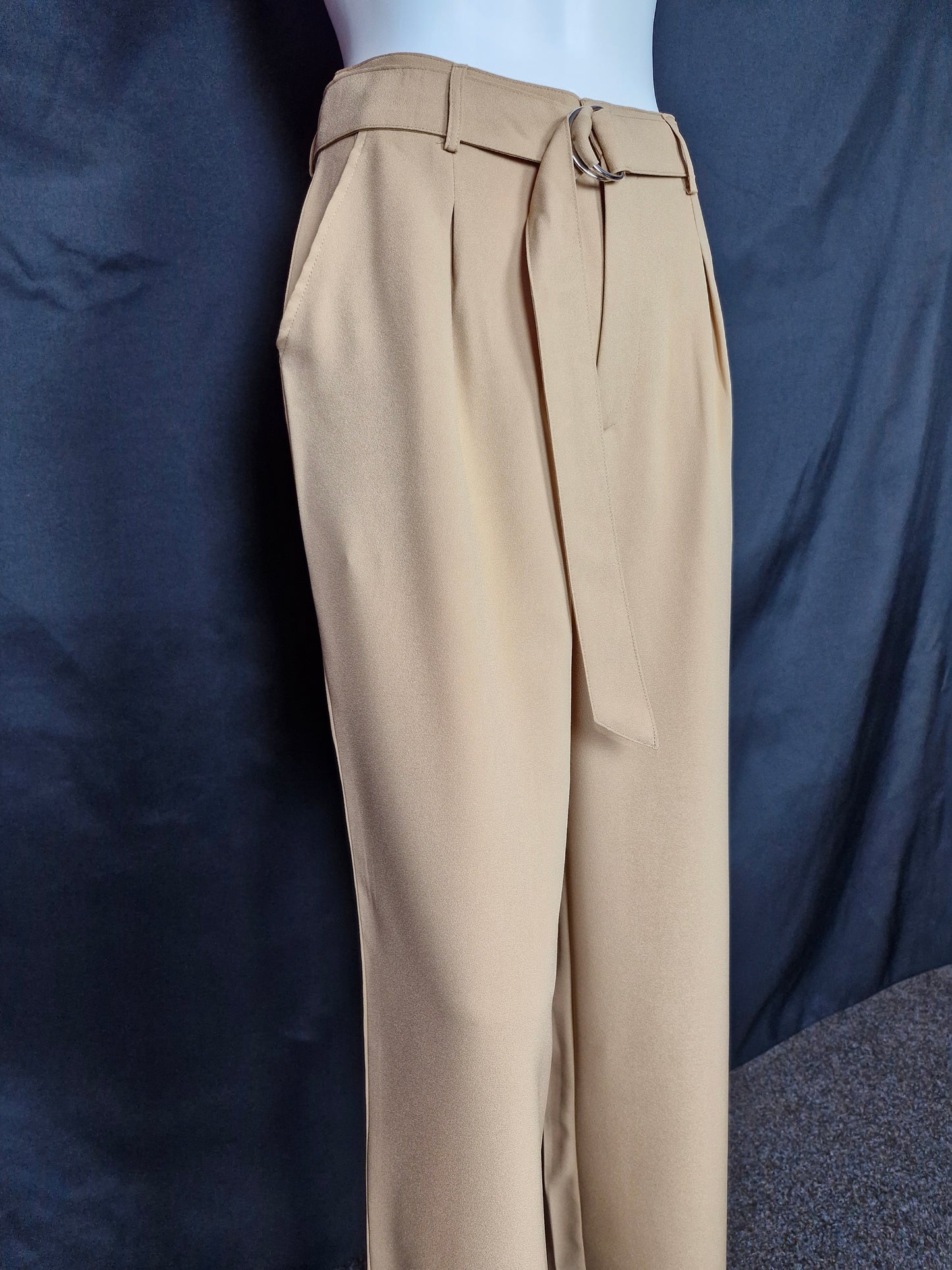 Petite Wide Leg Belted Trousers