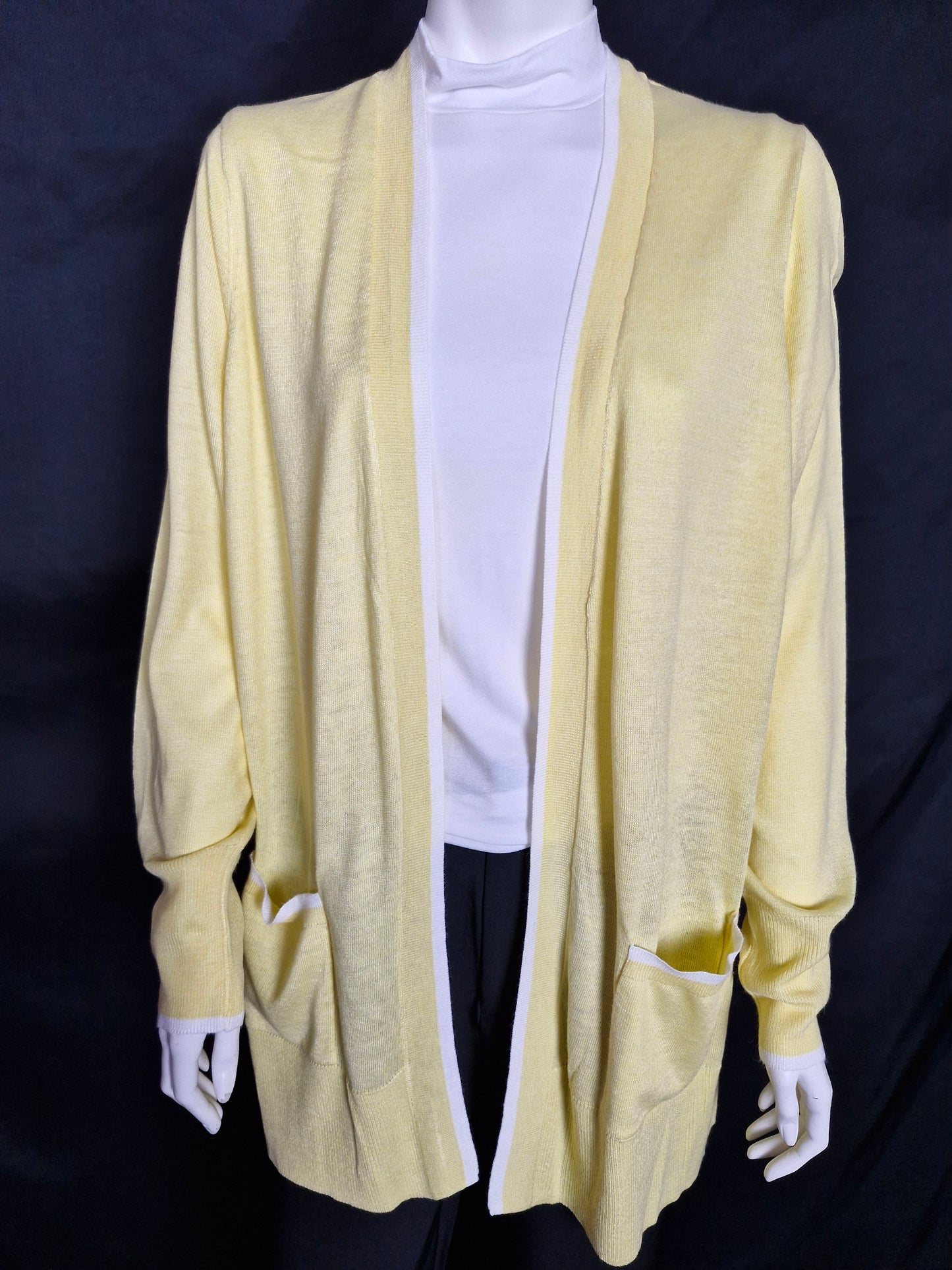 Yellow Cardigan with White Detail