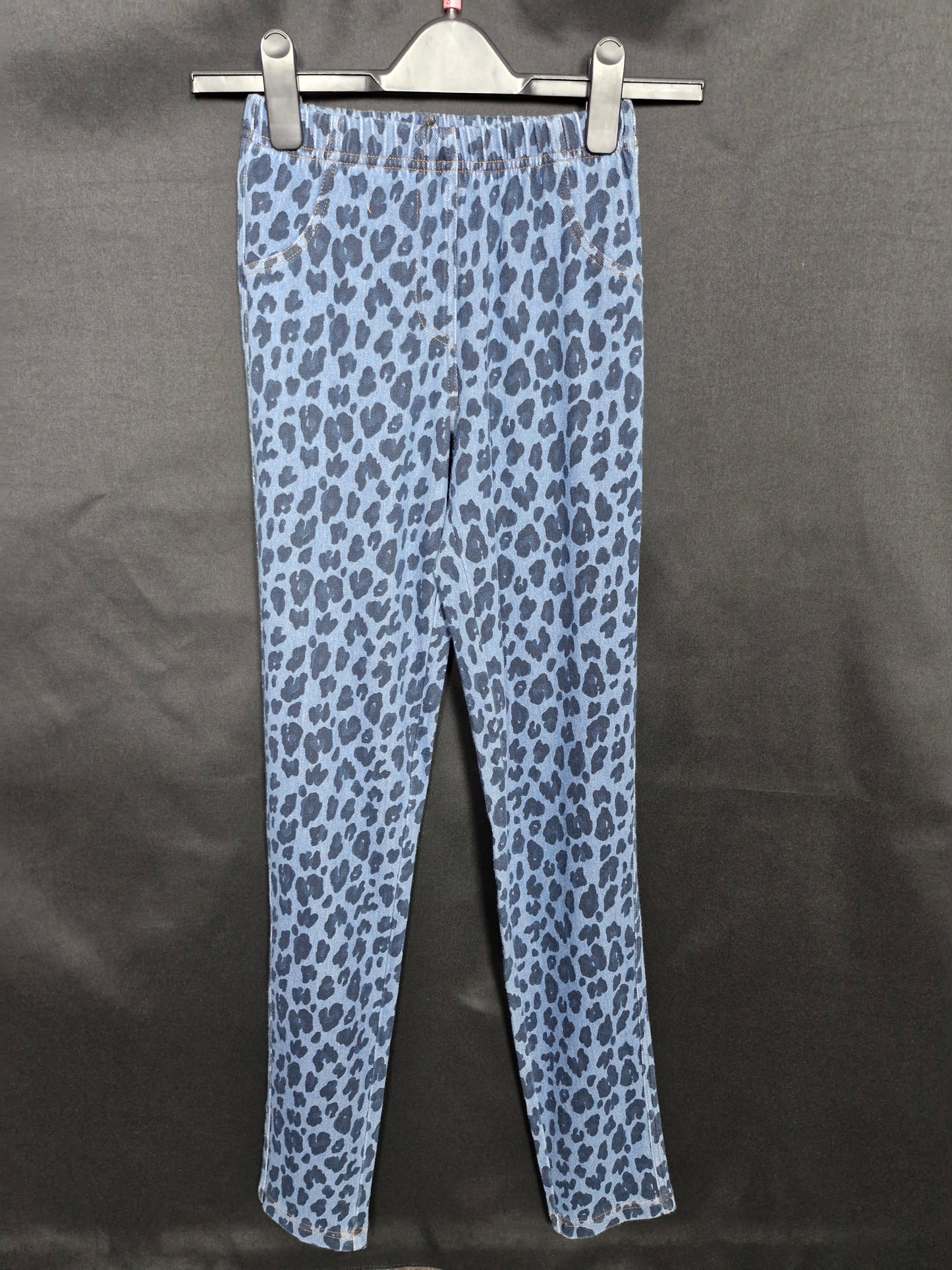 Blue Leopard Print Jeggings