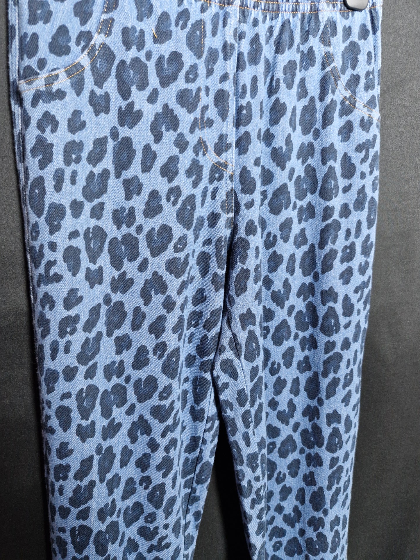 Blue Leopard Print Jeggings