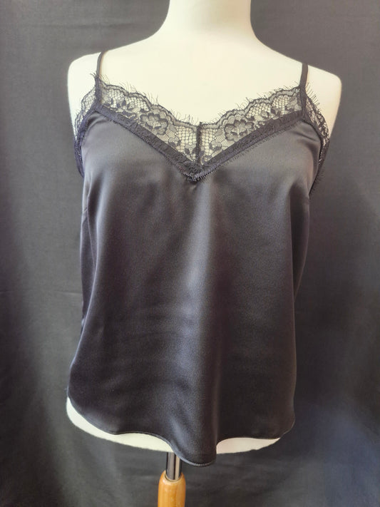 Black Vest Top with Lace Detail