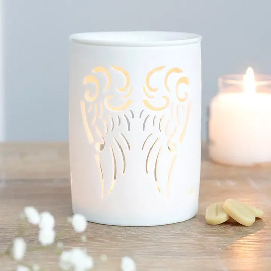 White Angel Wings Cut Out Oil Burner and Wax Warmer