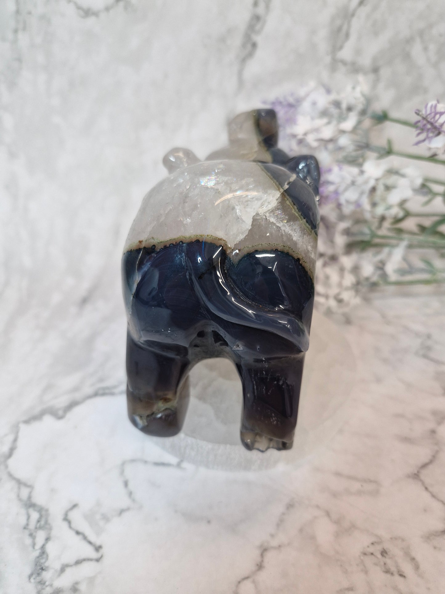 Blue Lace Agate Elephant Crystal Carving