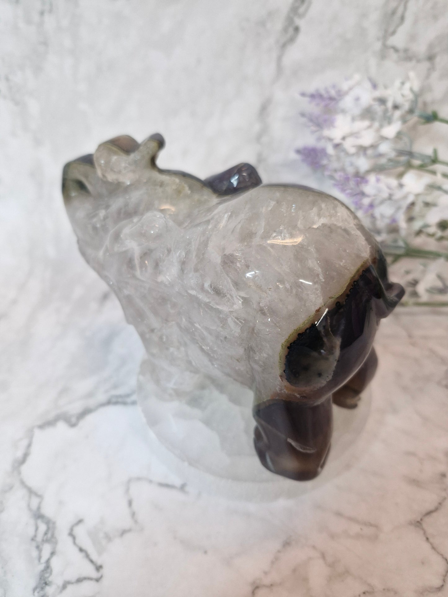 Blue Lace Agate Elephant Crystal Carving