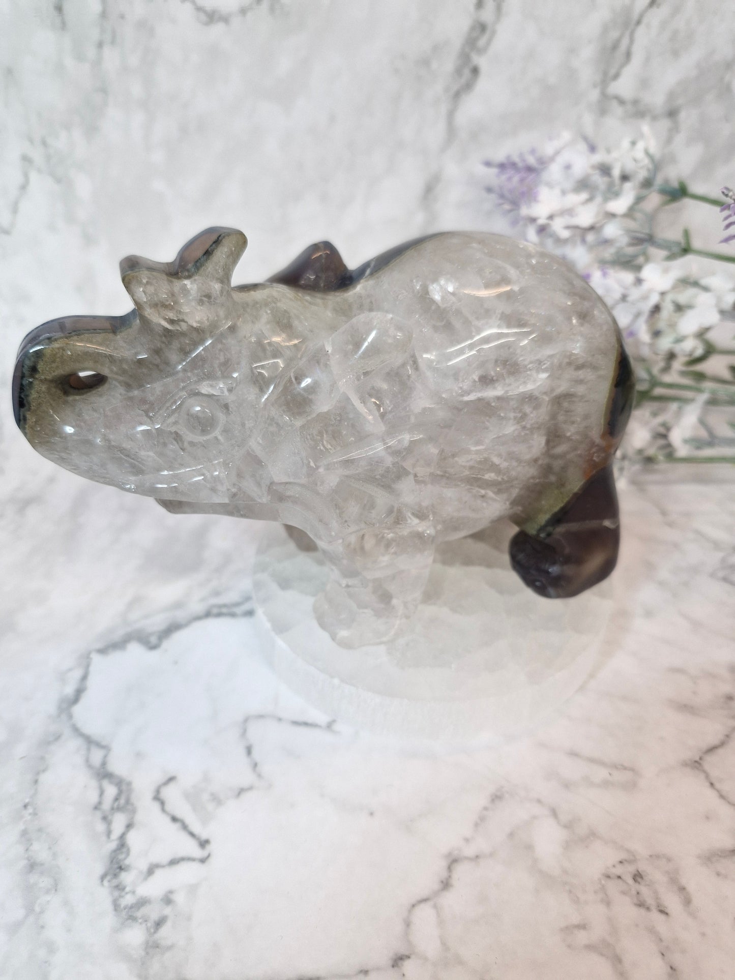 Blue Lace Agate Elephant Crystal Carving