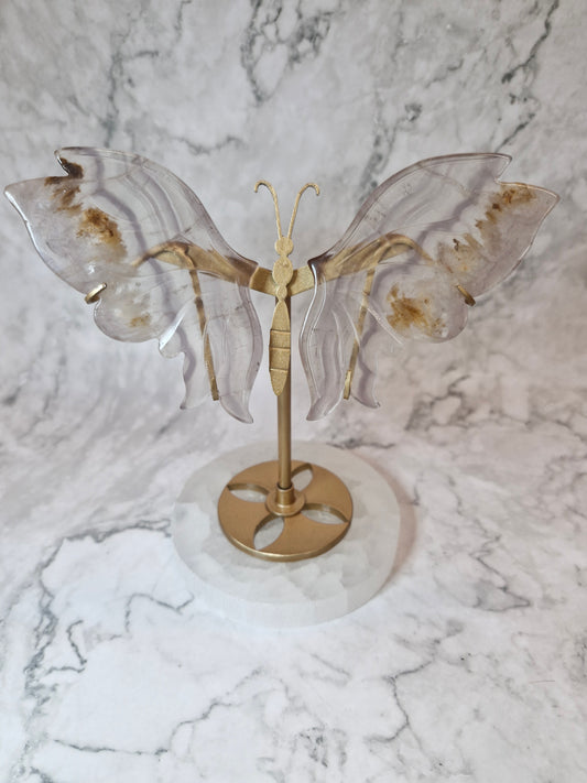 Clear Quartz Butterfly Wings on a Gold Silhouette Stand