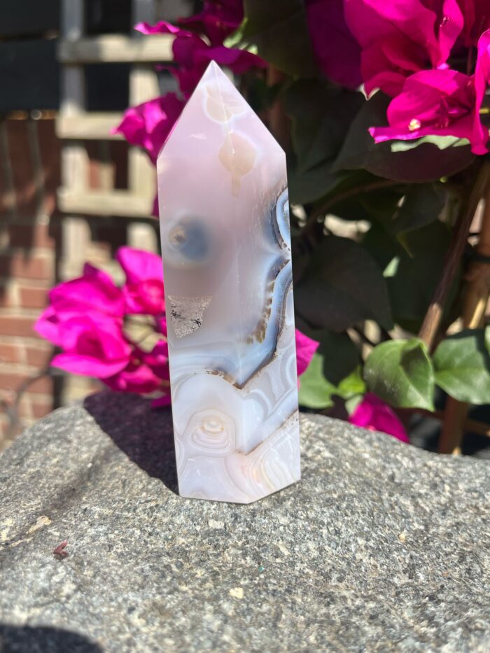 Pink Jelly Agate Tower with Dendritic Inclusions - Image 3