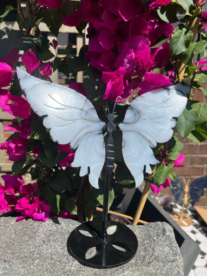 Black and White Jade Butterfly Wings on Stand - Image 3