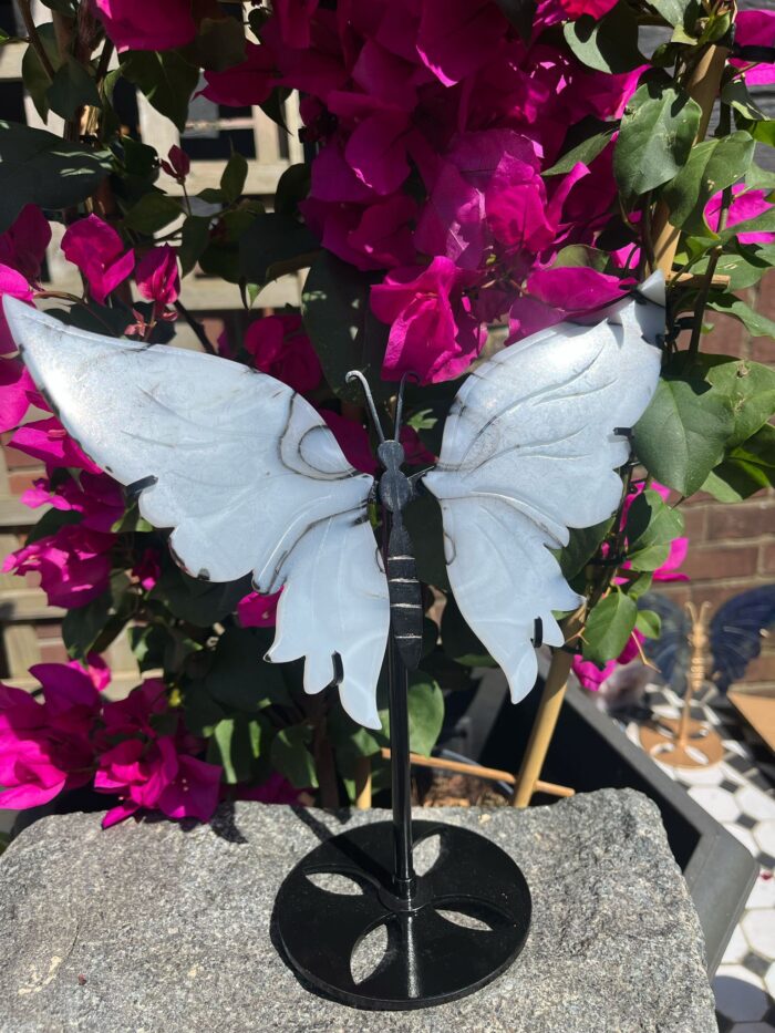 Black and White Jade Butterfly Wings on Stand - Image 2