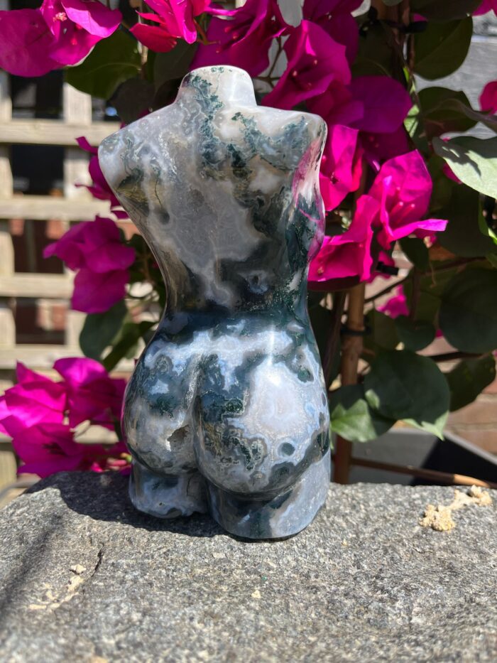Druzy Blue Moss Agate Female Body Shape Carving - Image 2