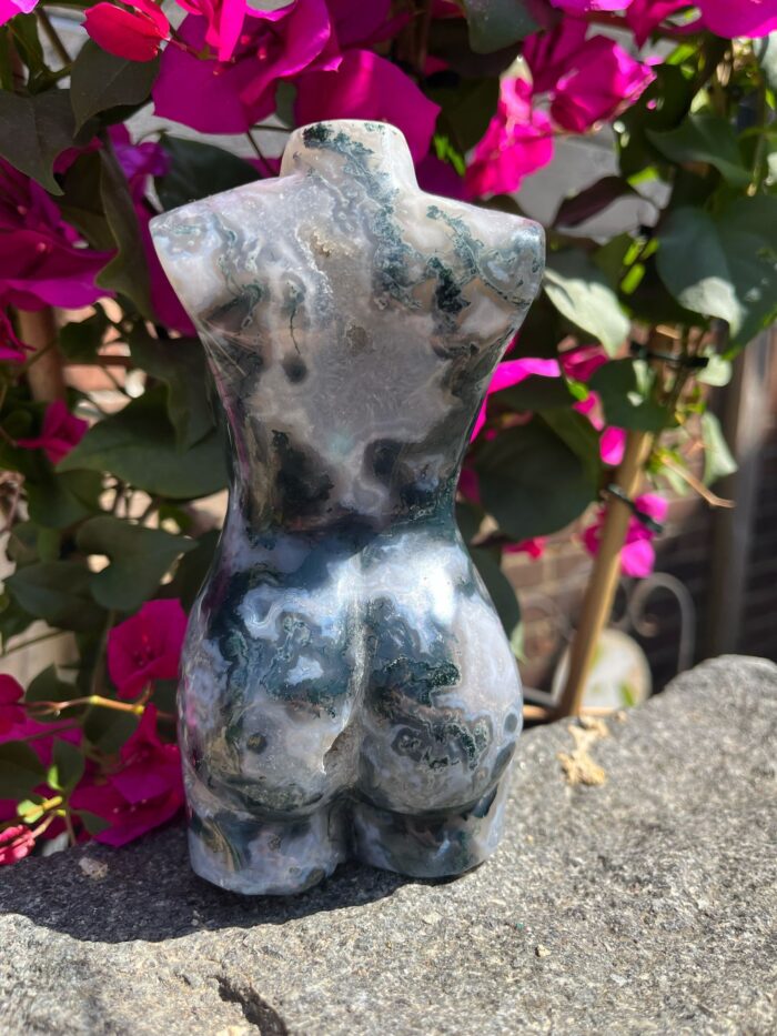 Druzy Blue Moss Agate Female Body Shape Carving - Image 3