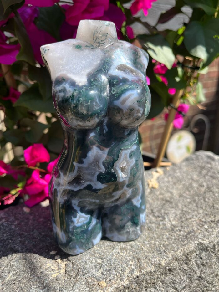 Druzy Blue Moss Agate Female Body Shape Carving - Image 4