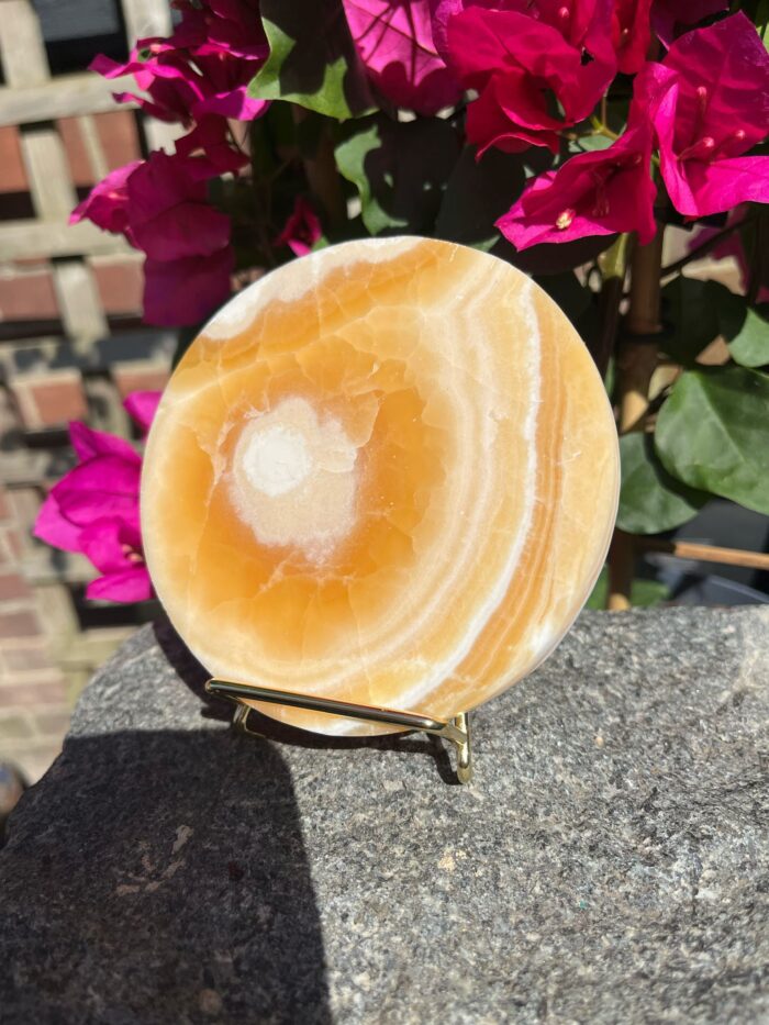 Honey Calcite Plate on Stand - Image 2