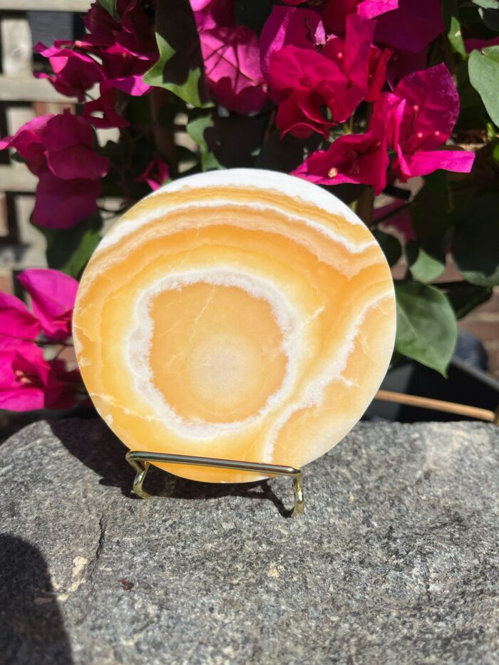 Honey Calcite Plate on Stand
