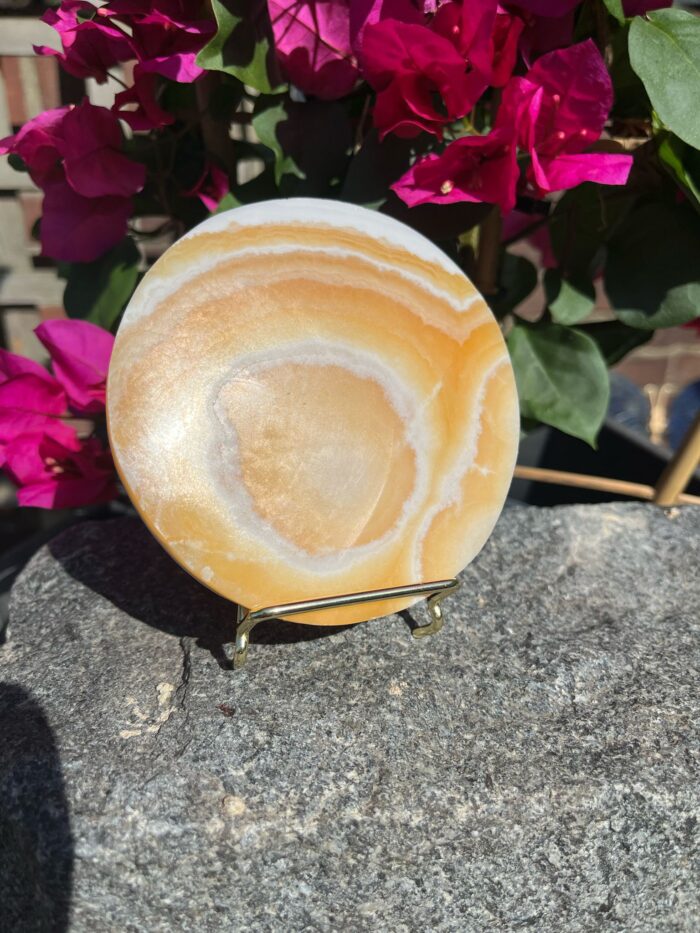 Honey Calcite Plate on Stand - Image 4
