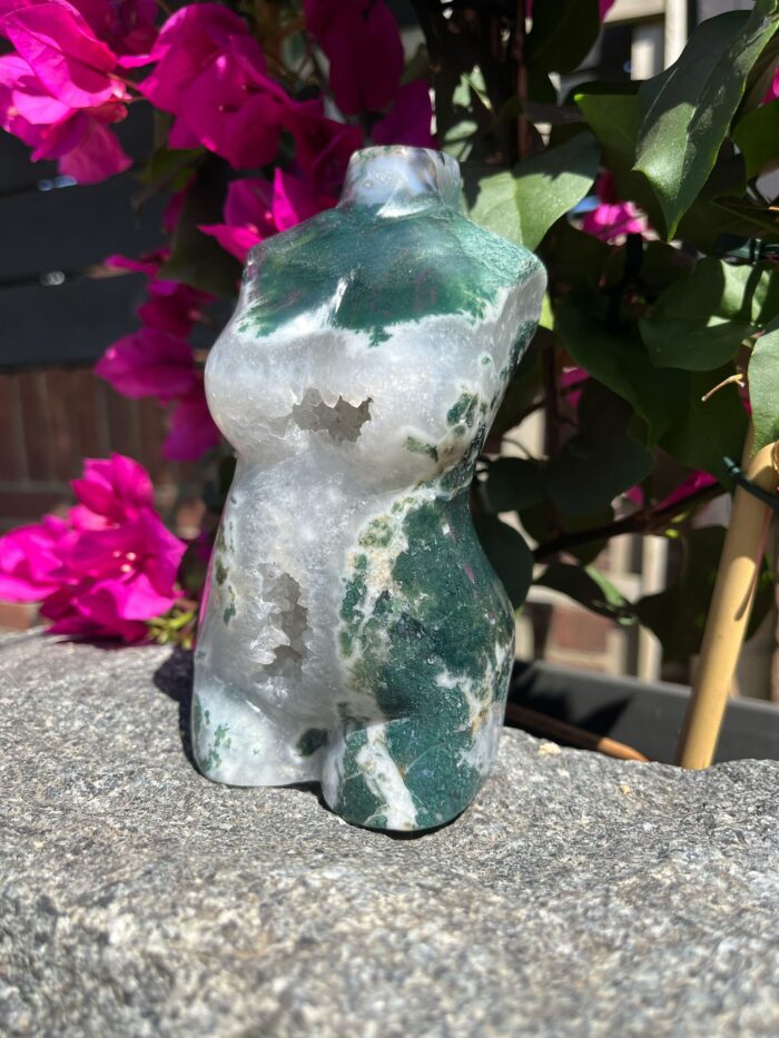 Druzy Moss Agate Body Female Shape Carving - Image 2