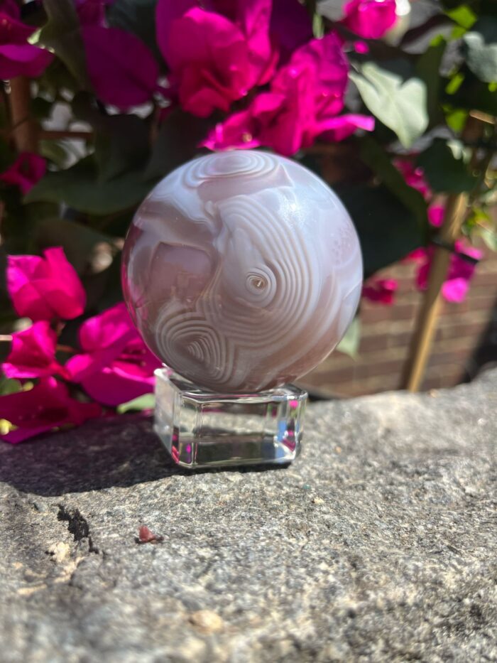 Pink Jelly Agate Sphere with Stand