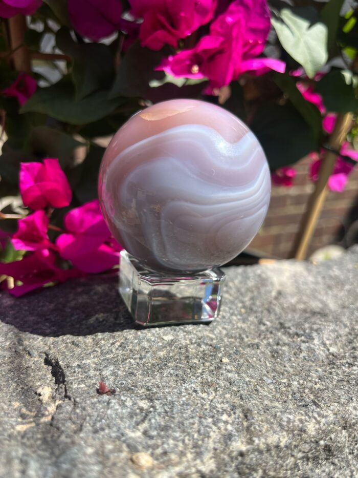 Pink Jelly Agate Sphere with Stand - Image 2