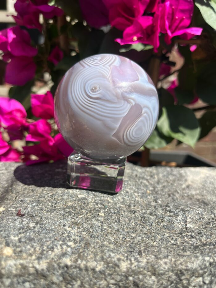 Pink Jelly Agate Sphere with Stand - Image 3