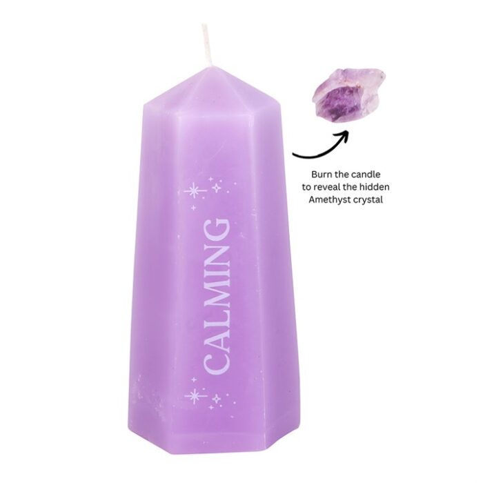 Calming Crystal Candle with Rough Amethyst - Image 2