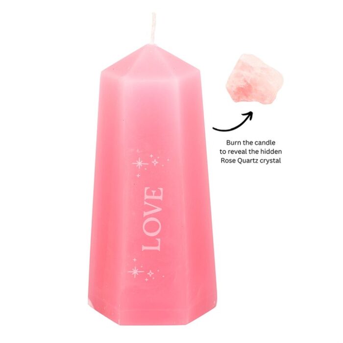 Love Crystal Candle with Rough Rose Quartz - Image 2