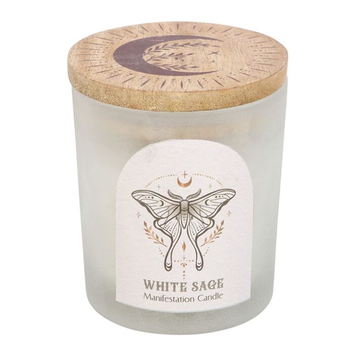 Luna Moth Manifestation Candle with Clear Quartz Crystals - Image 4