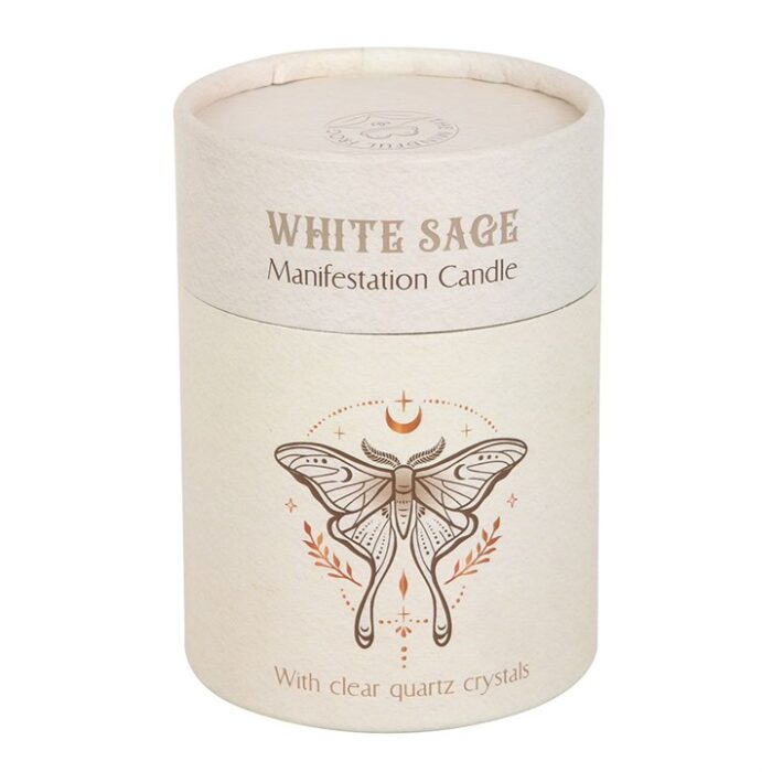 Luna Moth Manifestation Candle with Clear Quartz Crystals - Image 5