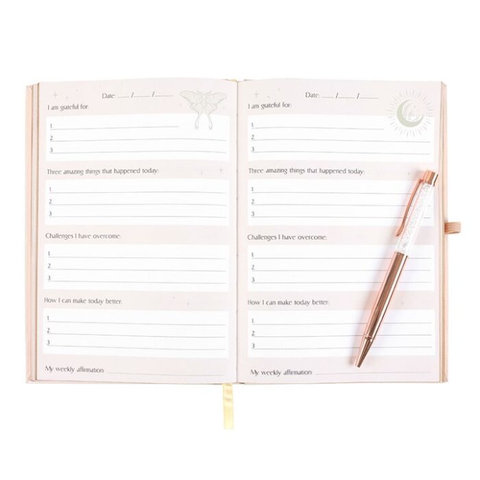 Luna Moth Daily Reflection Journal and Clear Quartz Crystal Pen - Image 5