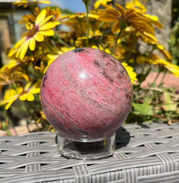 Rhodonite Sphere with Traces of Ice - Image 2