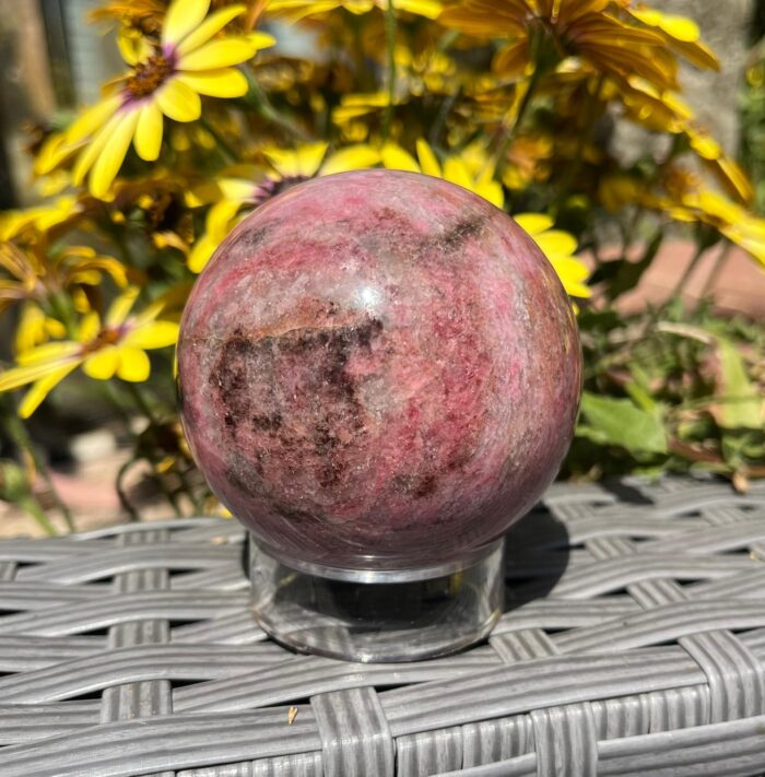 Rhodonite Sphere with Traces of Ice - Image 4