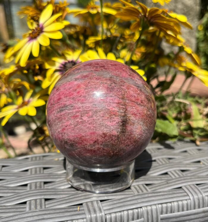 Rhodonite Sphere with Traces of Ice - Image 5
