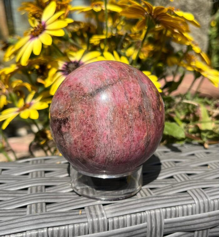 Rhodonite Sphere with Traces of Ice - Image 6