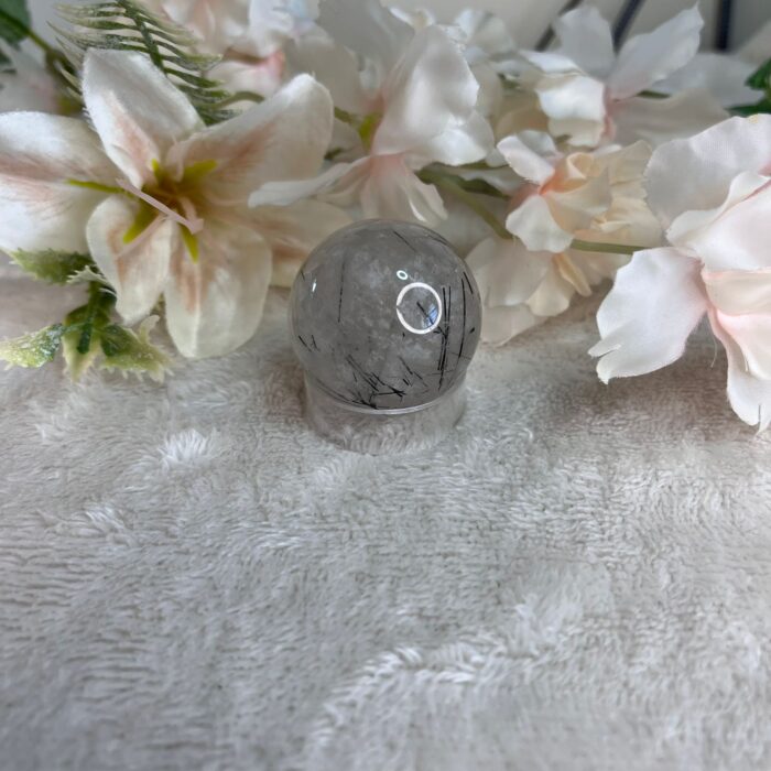 Black Rutile in Quartz Sphere - Image 2