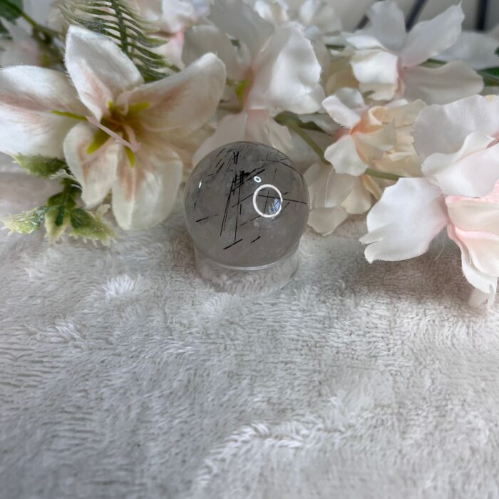 Black Rutile in Quartz Sphere