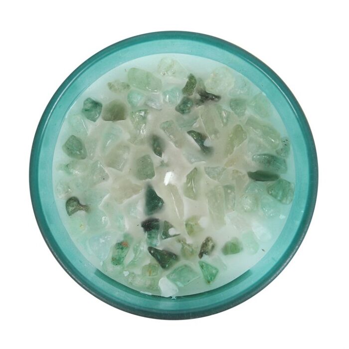 Heart Chakra Mint Crystal Chip Candle - Image 2
