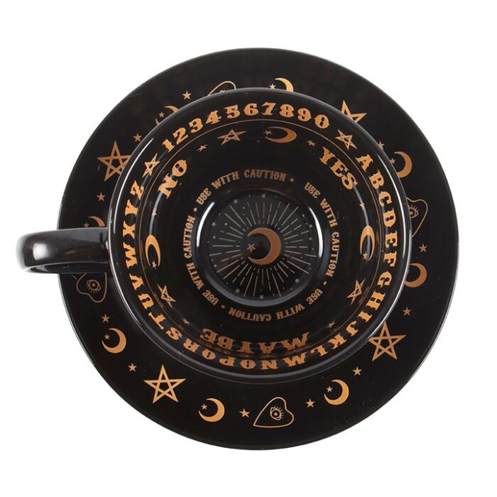 Black Talking Board Teacup and Saucer - Image 4