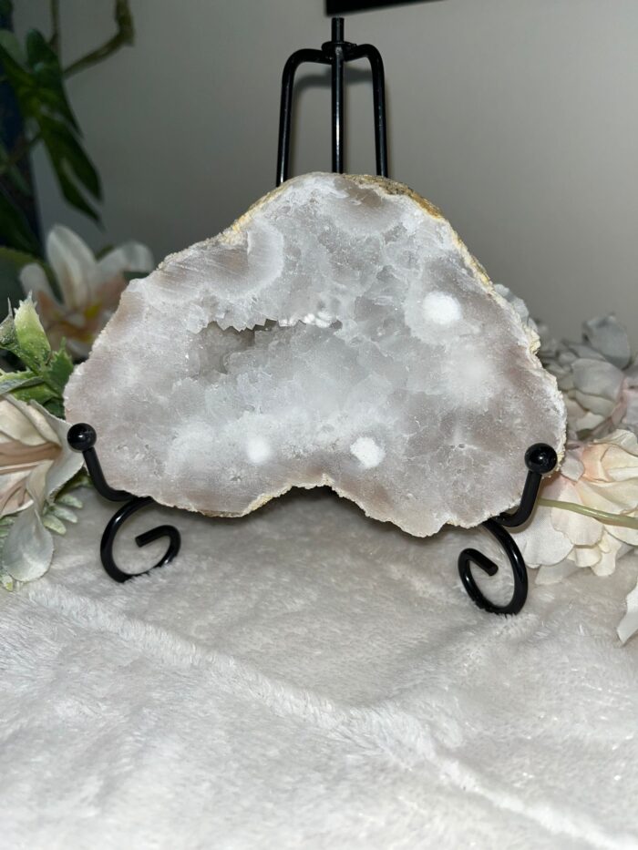 White Quartz Geode on Stand - Image 3
