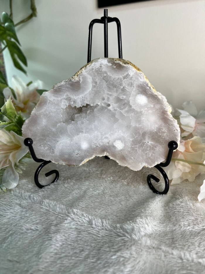 White Quartz Geode on Stand - Image 4