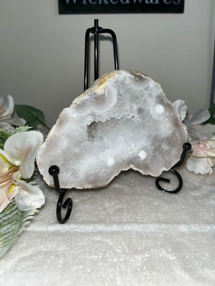 White Quartz Geode on Stand - Image 6